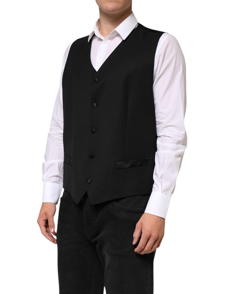 Colete de alfaiataria formal masculino Dolce & Gabbana de lã preta