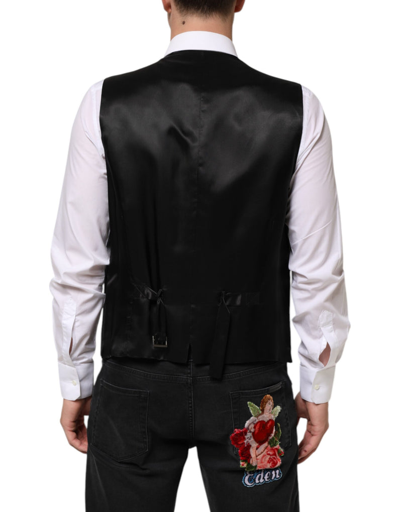 Colete de alfaiataria formal masculino Dolce & Gabbana de lã preta