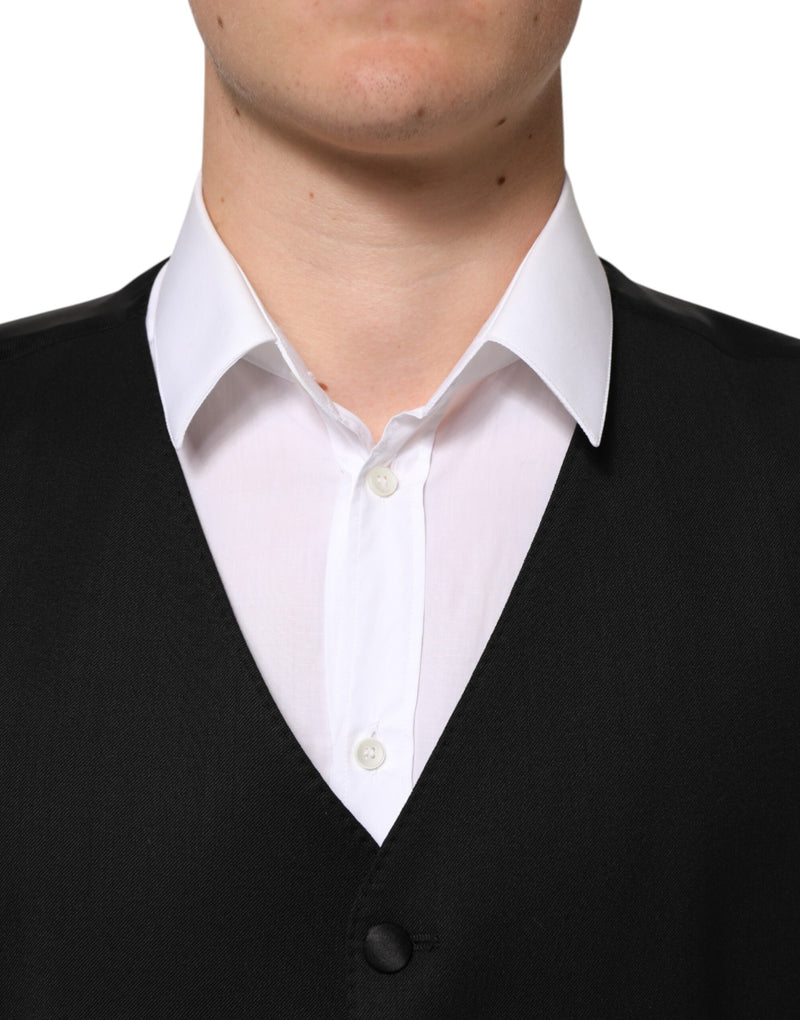 Colete de alfaiataria formal masculino Dolce & Gabbana de lã preta