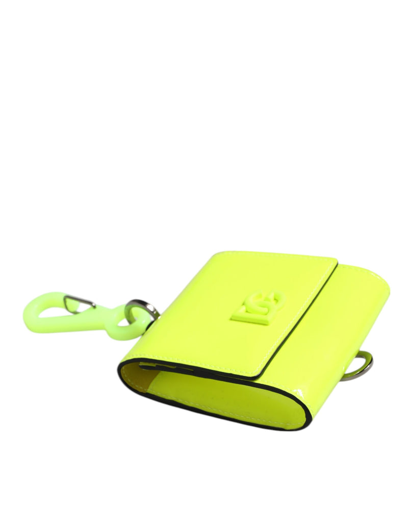 Portacarte con portachiavi da collo Dolce & Gabbana bifold verde e giallo con logo DG