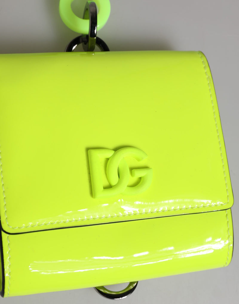 Portacarte con portachiavi da collo Dolce & Gabbana bifold verde e giallo con logo DG
