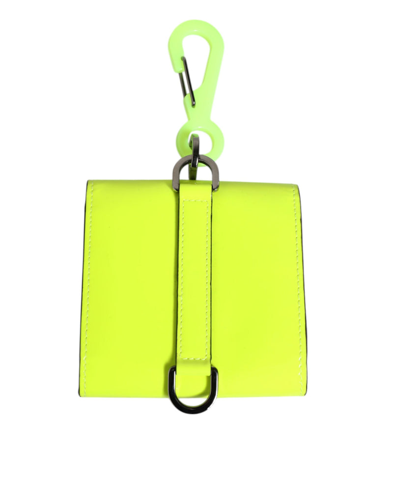 Portacarte con portachiavi da collo Dolce & Gabbana bifold verde e giallo con logo DG