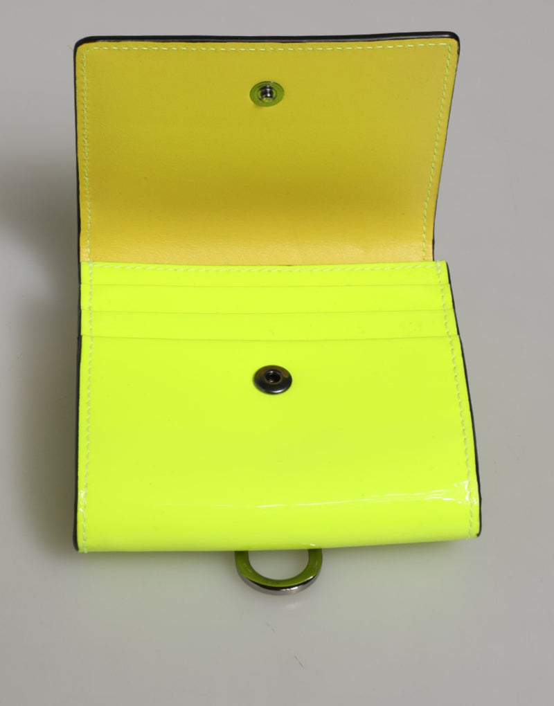 Portacarte con portachiavi da collo Dolce & Gabbana bifold verde e giallo con logo DG