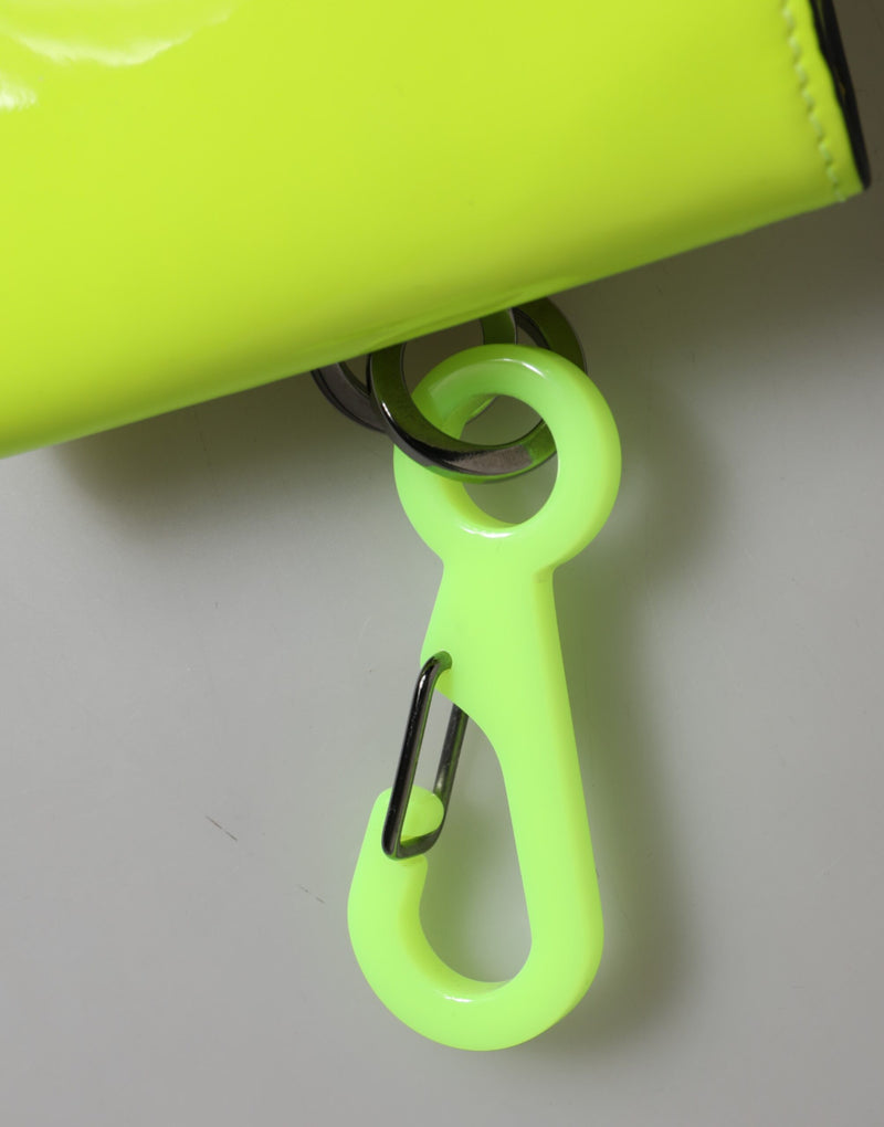 Portacarte con portachiavi da collo Dolce & Gabbana bifold verde e giallo con logo DG