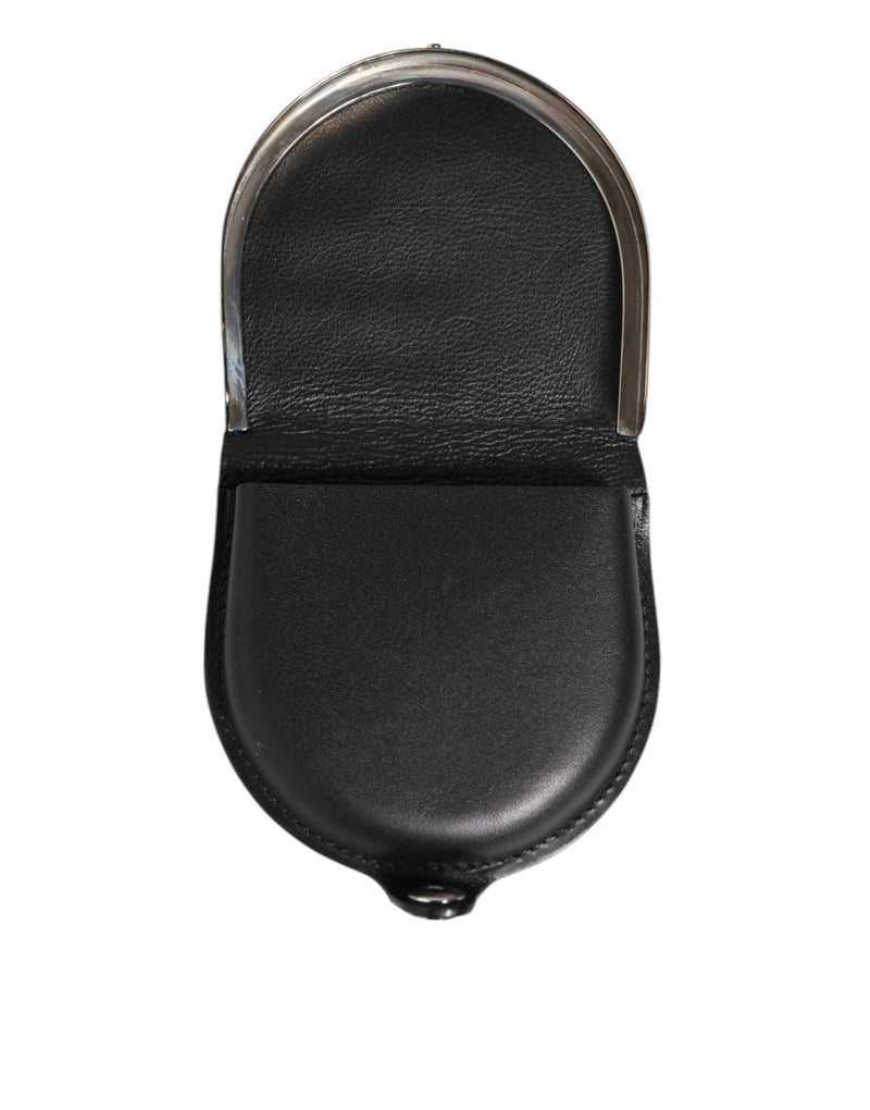 Carteira porta-moedas masculina Dolce & Gabbana de couro de crocodilo preto polido