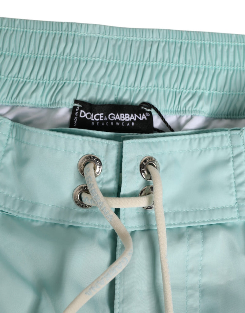 Short de bain pour homme en polyester bleu aqua Dolce & Gabbana