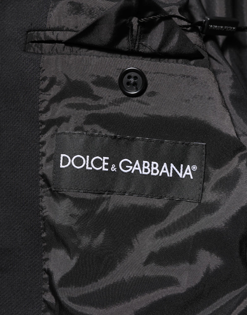 Dolce & Gabbana Dark Blue Cotton Men Jacket Coat Blazer Suit