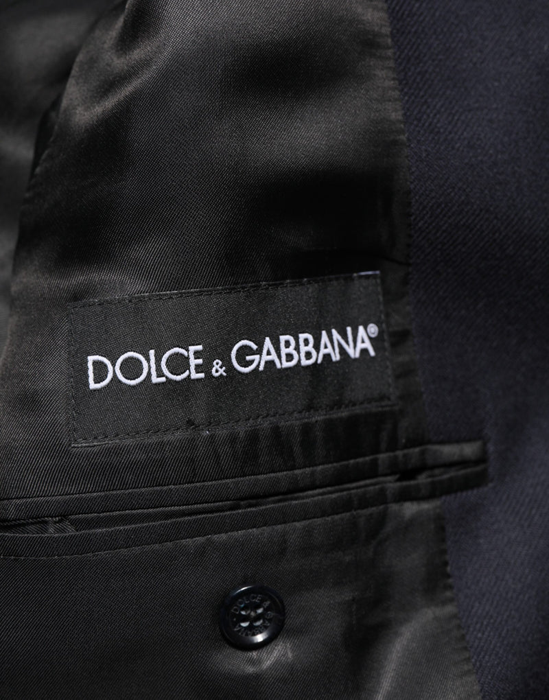Dolce & Gabbana Dark Blue Wool Men Jacket Coat Blazer Suit