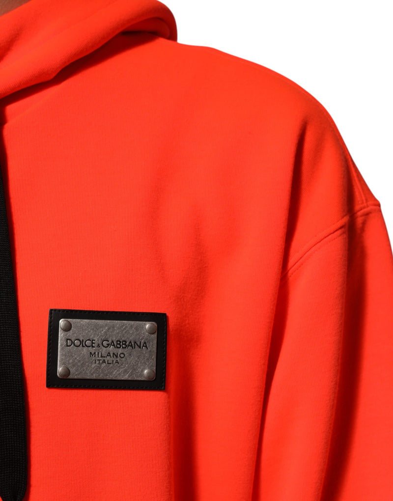 Sweat à capuche rouge fluorescent en polyester avec écusson logo Dolce & Gabbana