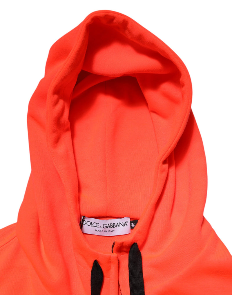 Sweat à capuche rouge fluorescent en polyester avec écusson logo Dolce & Gabbana