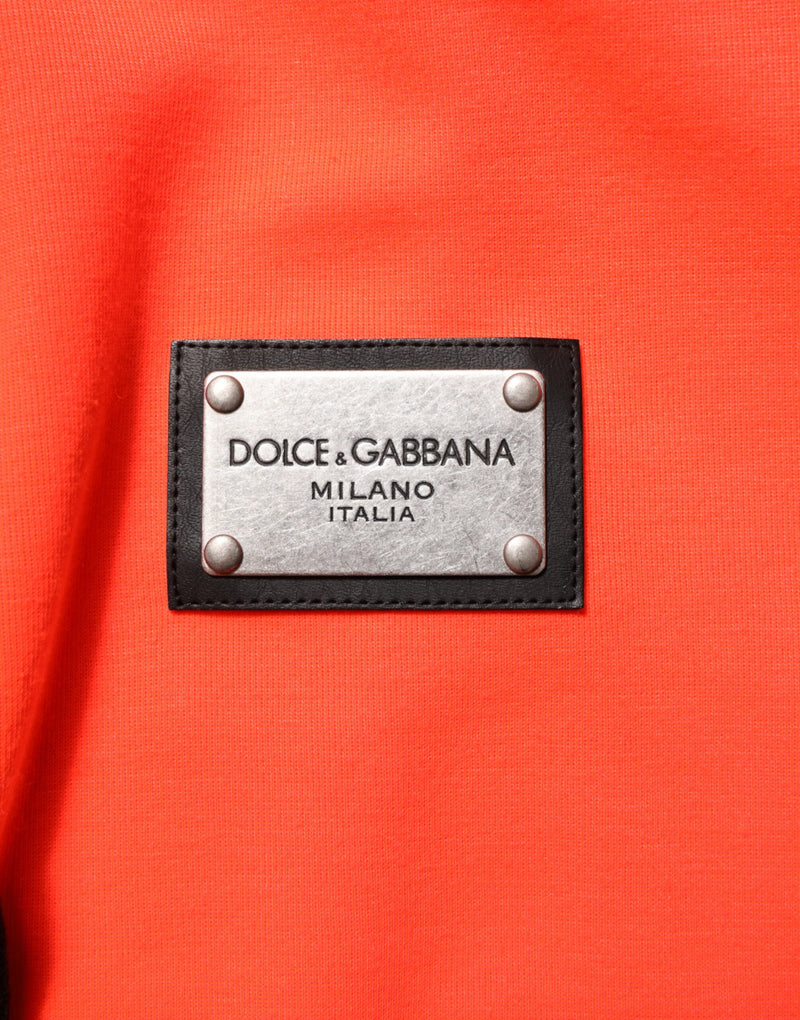 Sweat à capuche rouge fluorescent en polyester avec écusson logo Dolce & Gabbana