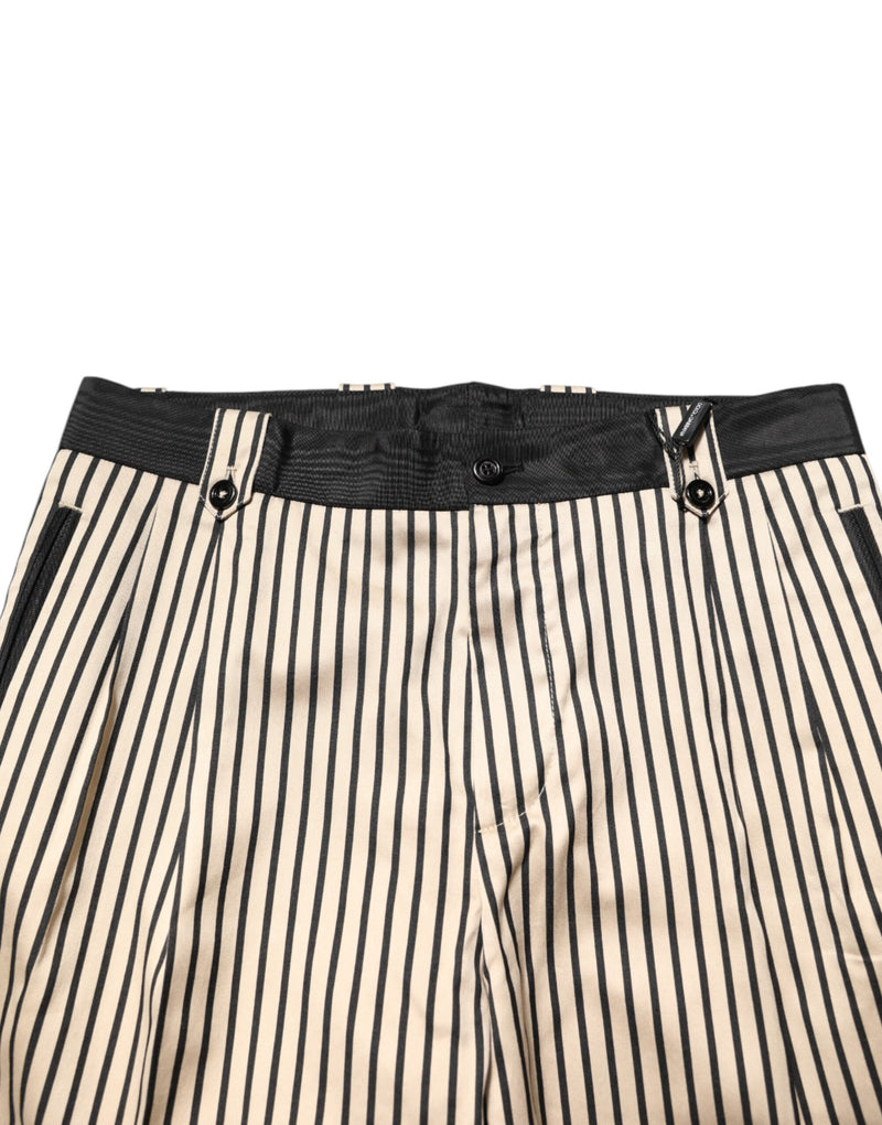 Pantaloni slim fit in cotone a righe beige e nere Dolce & Gabbana