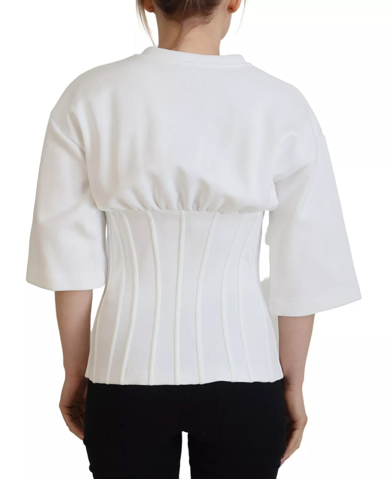 Top tipo corsé blanco de algodón elástico de Dolce & Gabbana  camiseta