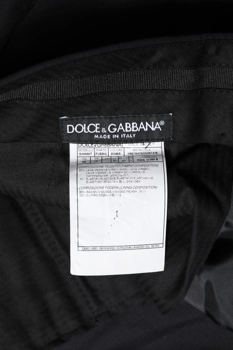 Pantaloni eleganti da uomo in lana nera Dolce & Gabbana