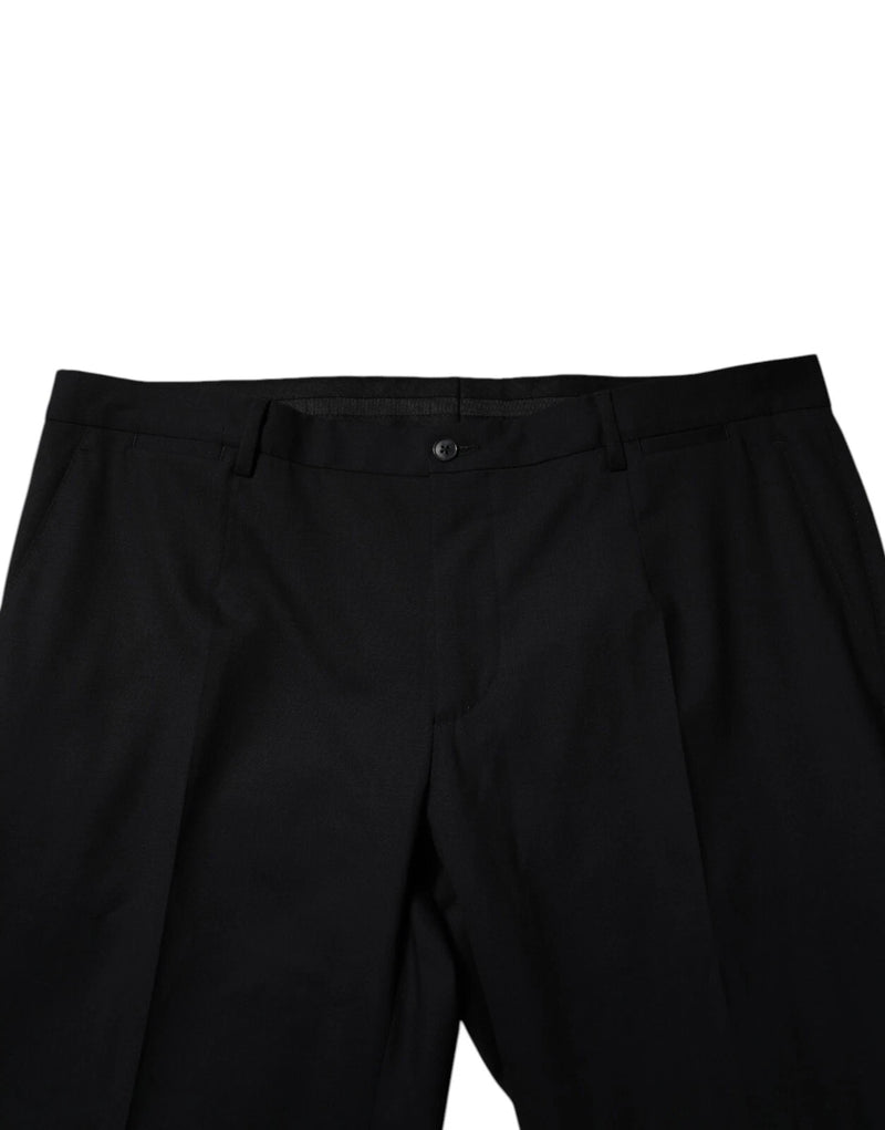 Pantaloni eleganti da uomo in lana nera Dolce & Gabbana