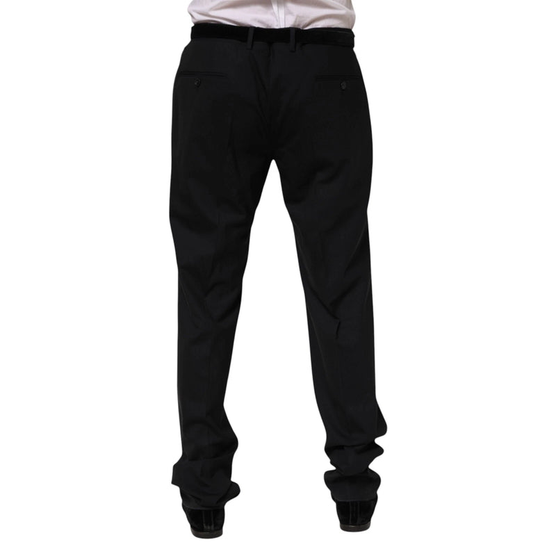 Pantaloni eleganti da uomo in lana nera Dolce & Gabbana