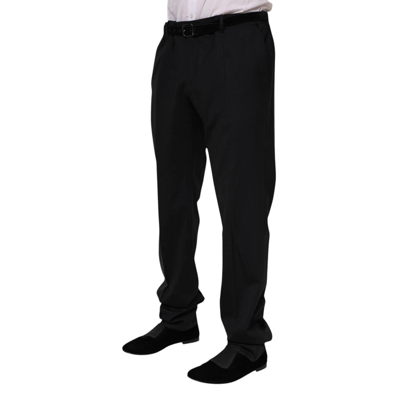 Pantaloni eleganti da uomo in lana nera Dolce & Gabbana
