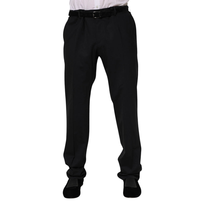 Pantaloni eleganti da uomo in lana nera Dolce & Gabbana