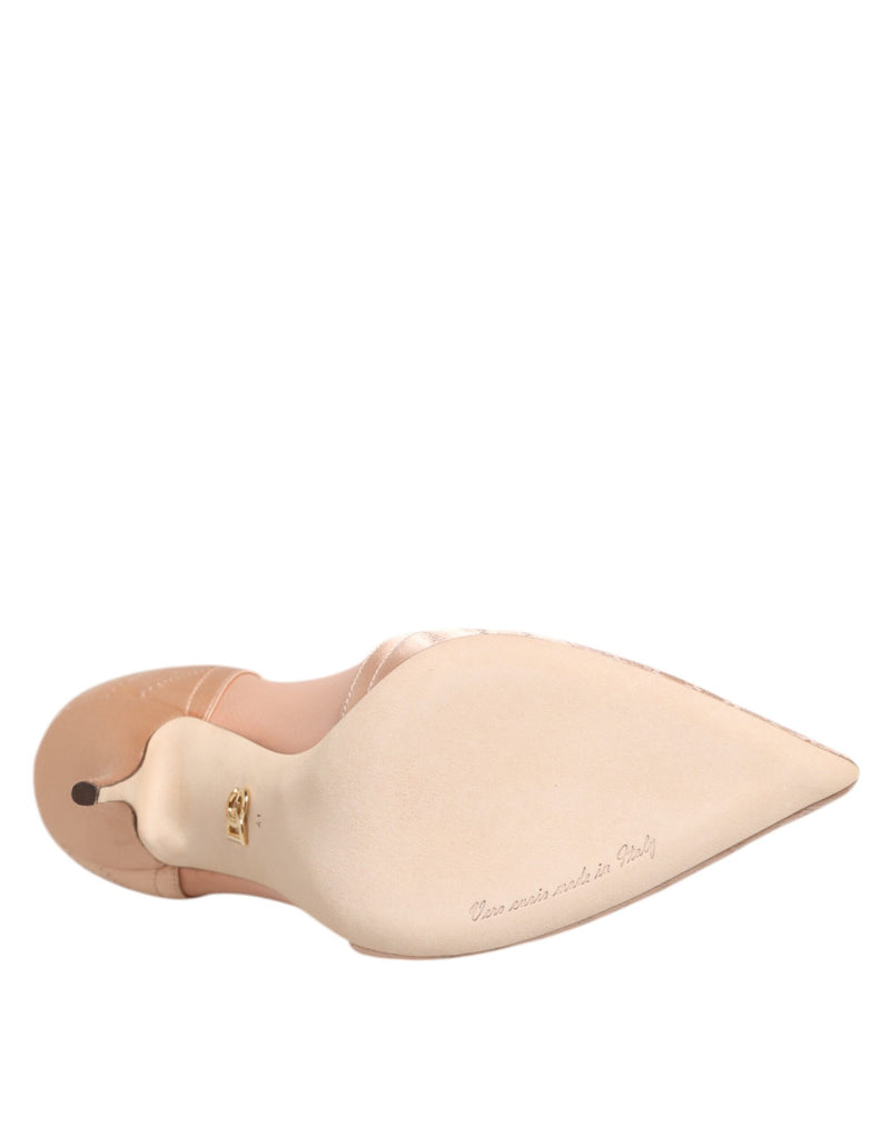 Décolleté con tacco a stiletto in raso e rete color cipria nude Dolce & Gabbana