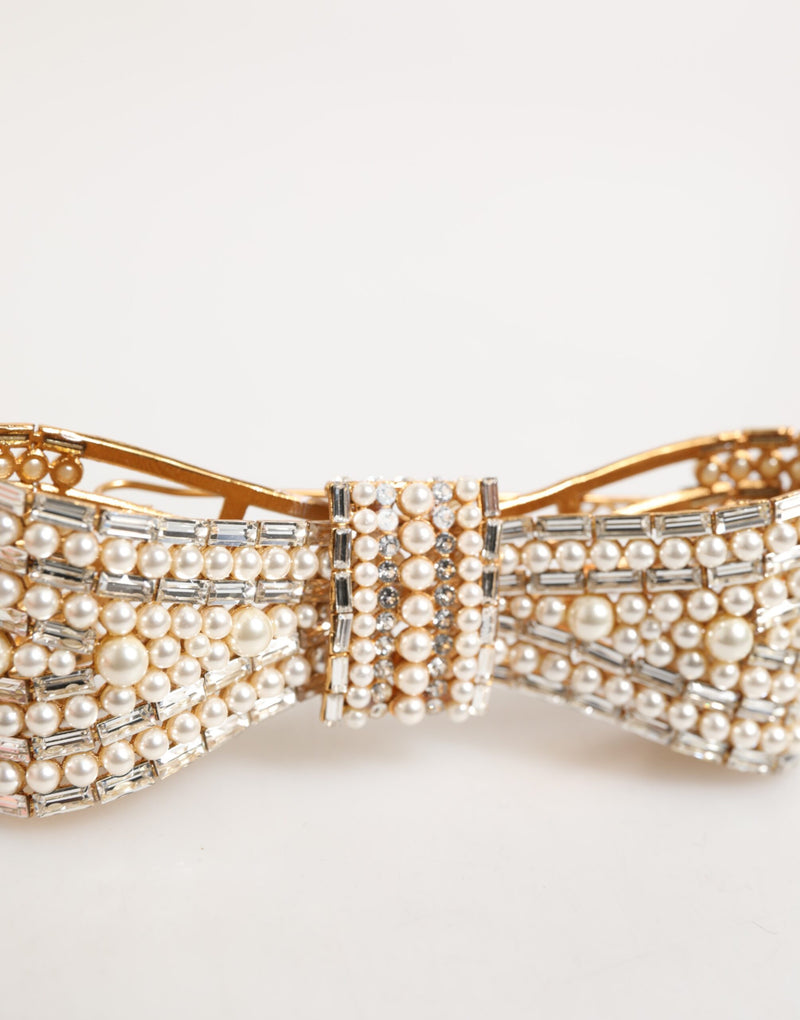 Broche dourado de latão com cristal de vidro e pérolas artificiais Dolce & Gabbana