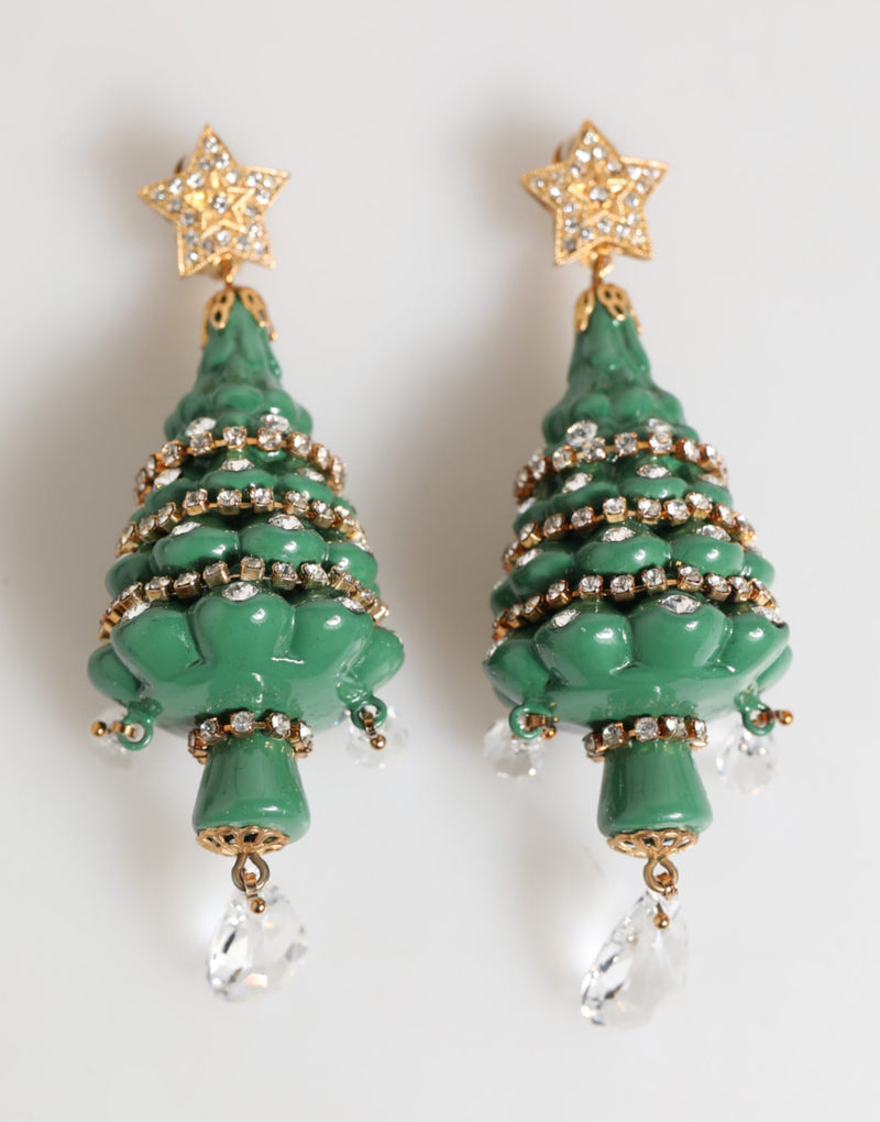 Pendientes de latón dorado con árbol de Navidad multicolor de Dolce & Gabbana