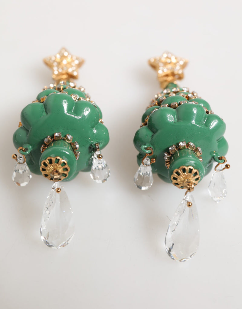 Pendientes de latón dorado con árbol de Navidad multicolor de Dolce & Gabbana