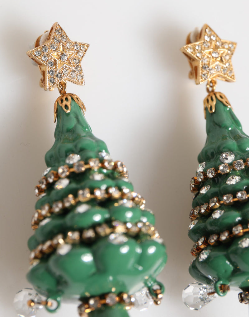 Pendientes de latón dorado con árbol de Navidad multicolor de Dolce & Gabbana