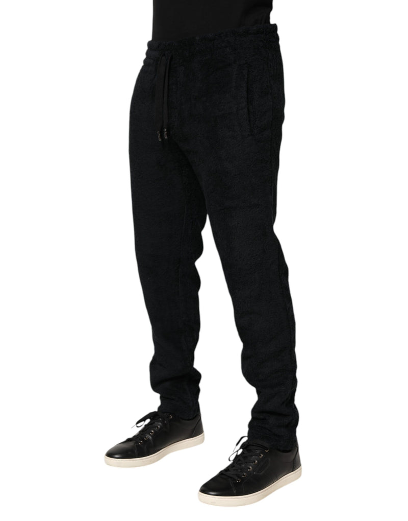Calça jogger de moletom Dolce & Gabbana preta de algodão com logo para homens