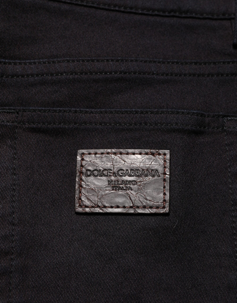 Dolce & Gabbana Black Cotton Blend Skinny Men Trouser Pants