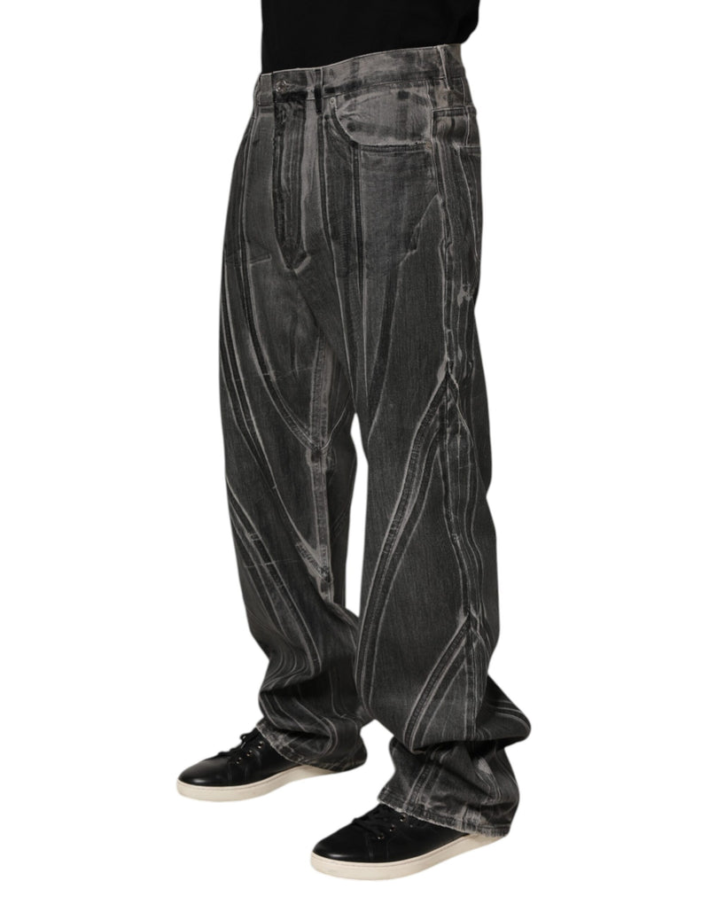 Jean noir et gris en denim à imprimé graphique Dolce & Gabbana