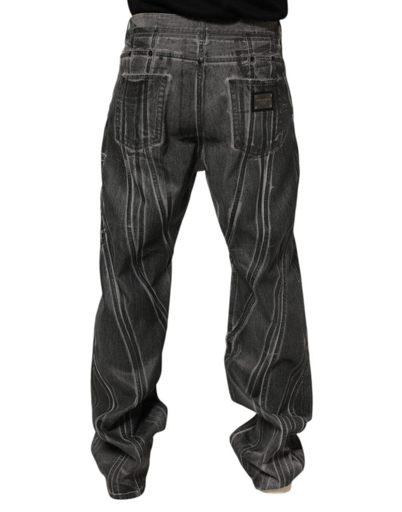 Jean noir et gris en denim à imprimé graphique Dolce & Gabbana