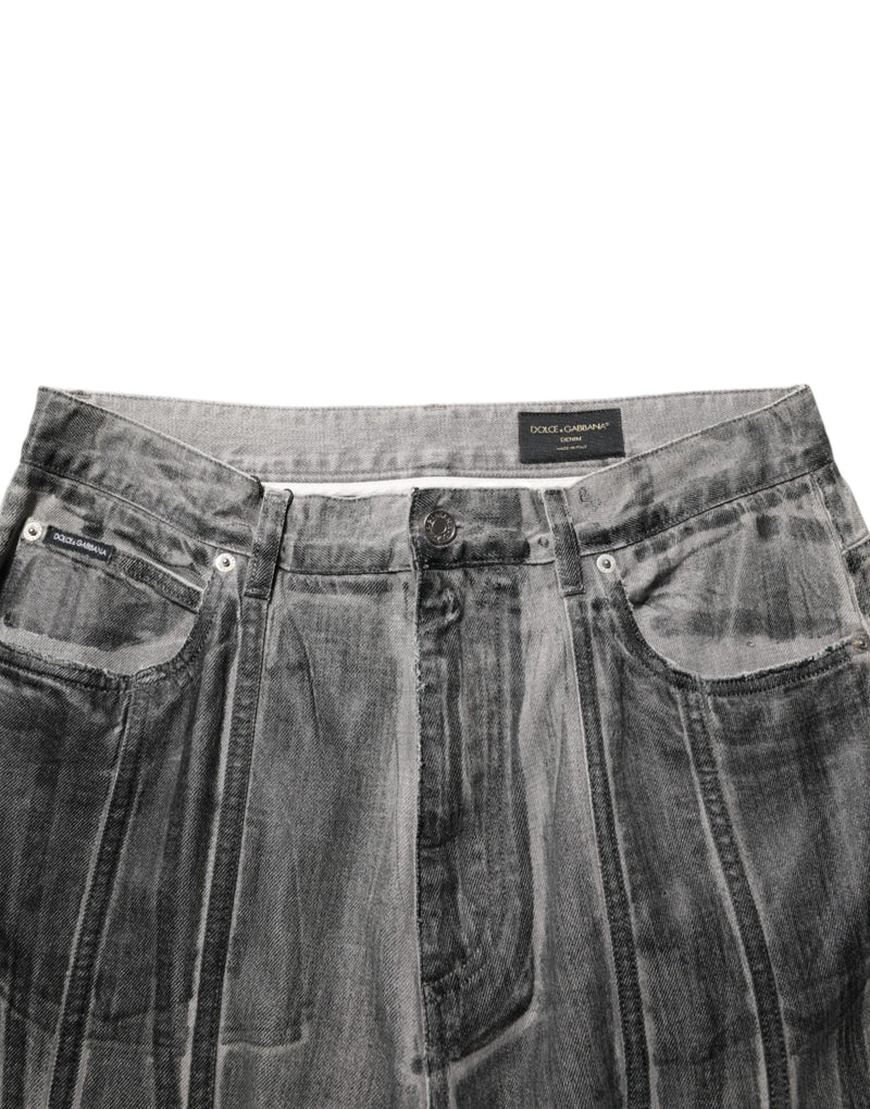 Jean noir et gris en denim à imprimé graphique Dolce & Gabbana