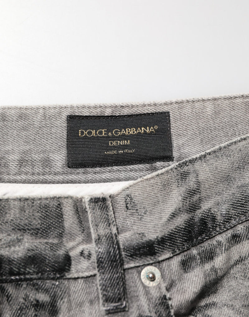Jean noir et gris en denim à imprimé graphique Dolce & Gabbana