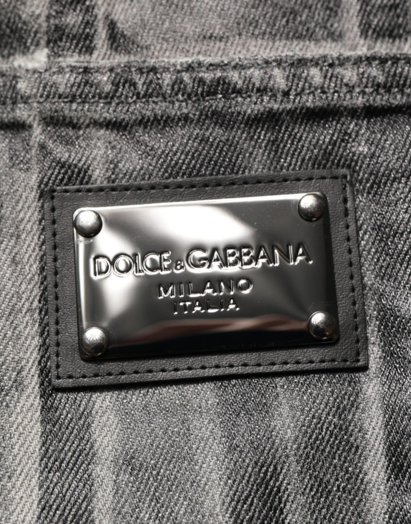 Jean noir et gris en denim à imprimé graphique Dolce & Gabbana