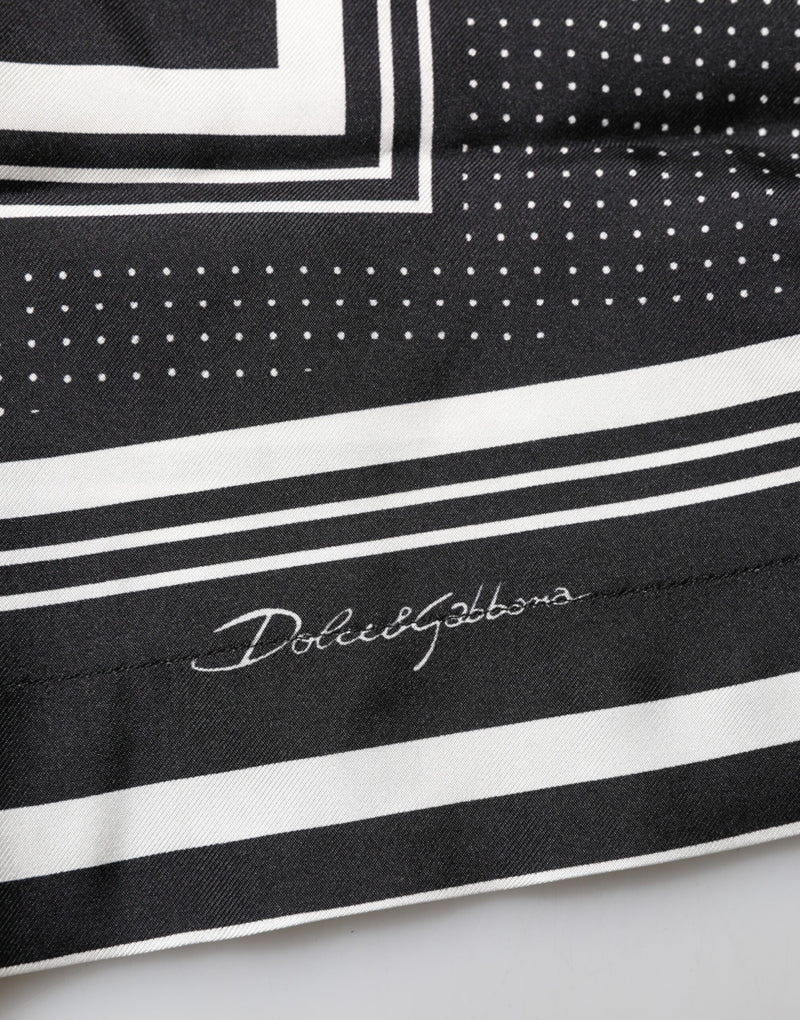 Camisa polo casual Dolce & Gabbana preta e branca com estampa de listras e pontos