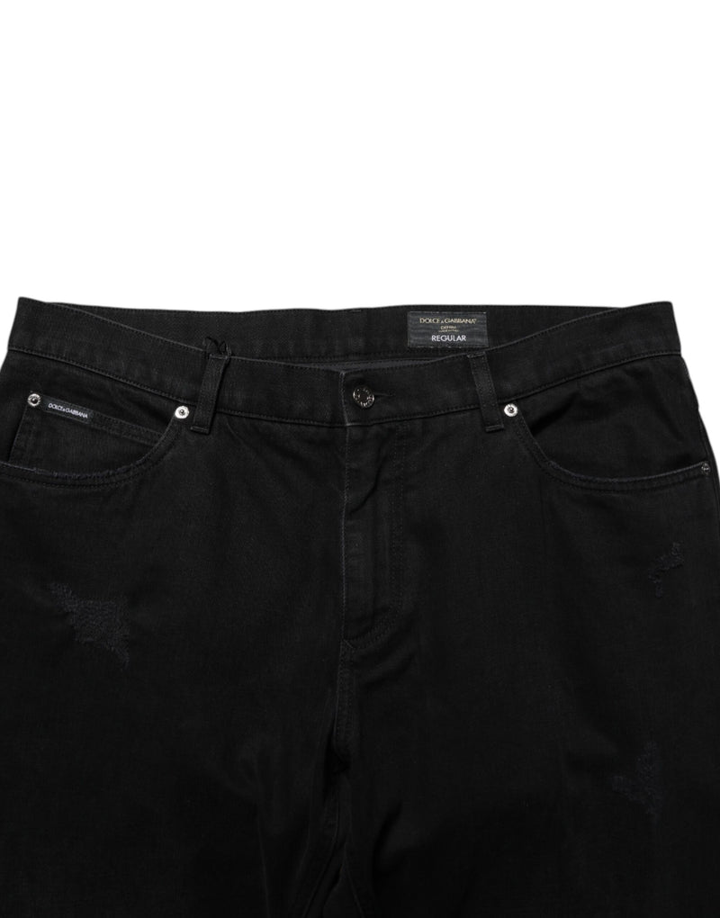 Dolce & Gabbana Black Cotton Regular Denim Men Trouser Jeans