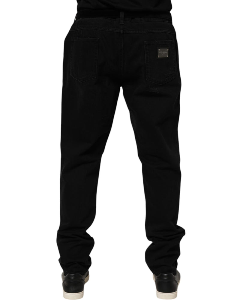 Dolce & Gabbana Black Cotton Regular Denim Men Trouser Jeans