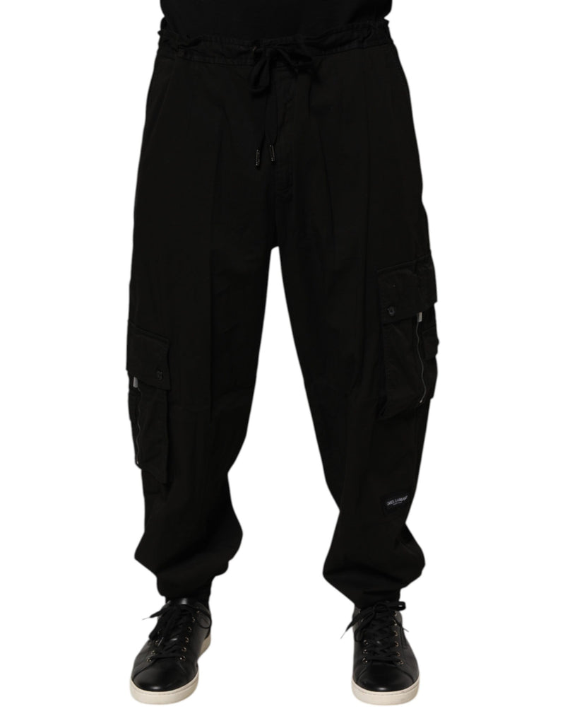 Dolce & Gabbana Pantaloni jogger cargo neri in cotone