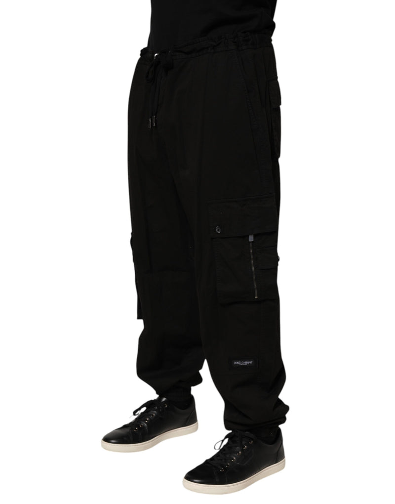 Dolce & Gabbana Pantaloni jogger cargo neri in cotone