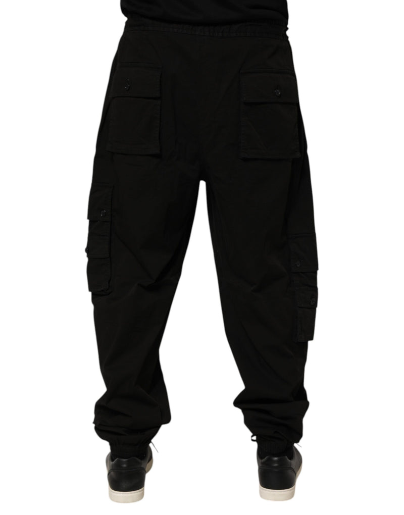 Dolce & Gabbana Pantaloni jogger cargo neri in cotone