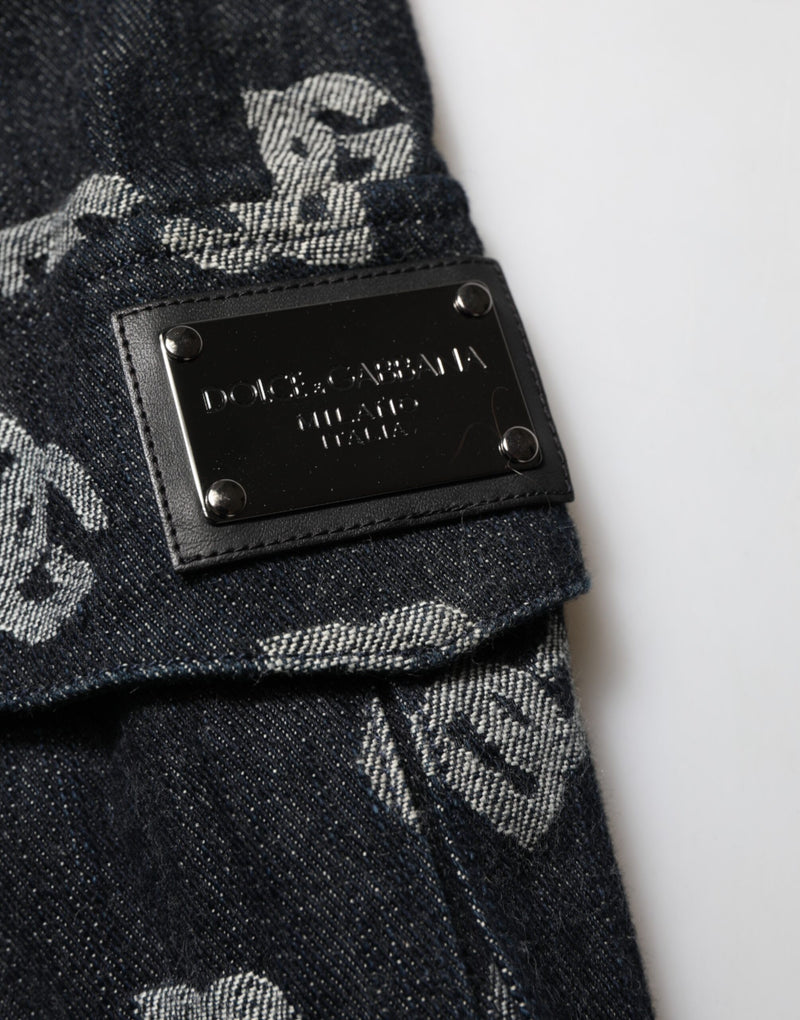 Bermudas cargo de denim negro con monograma para hombre Dolce & Gabbana