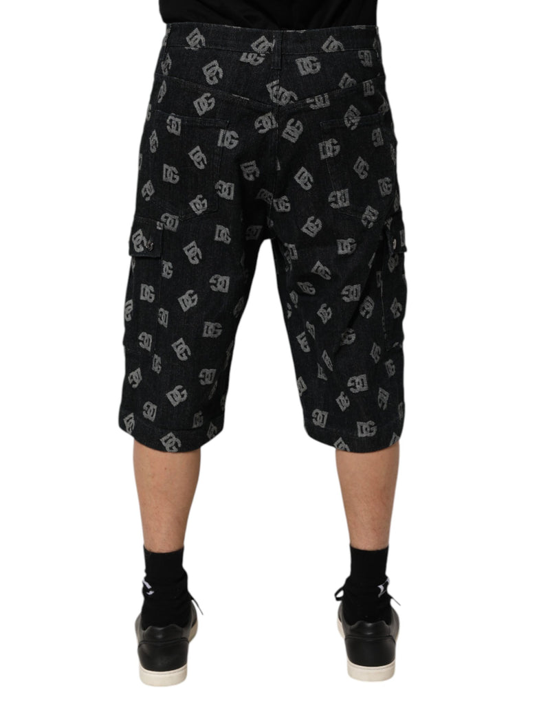 Bermudas cargo de denim negro con monograma para hombre Dolce & Gabbana