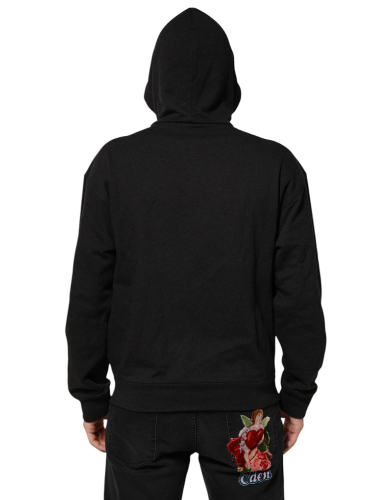 Moletom com capuz e zíper integral preto com logotipo Dolce & Gabbana