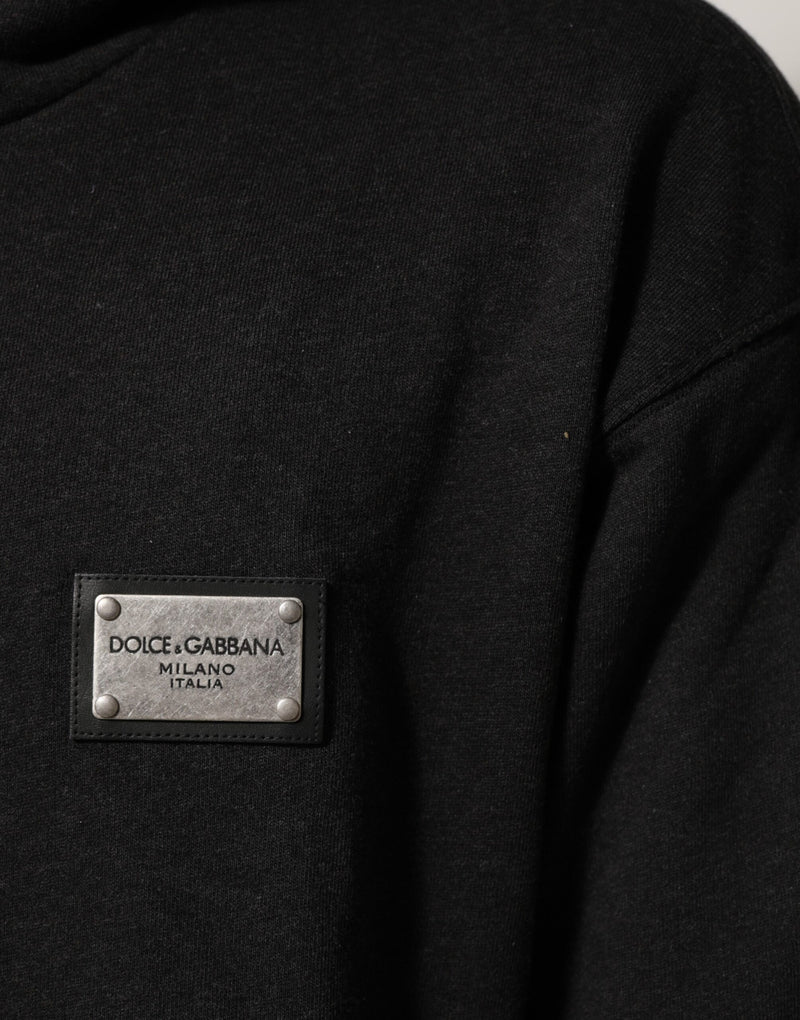 Moletom com capuz e zíper integral preto com logotipo Dolce & Gabbana