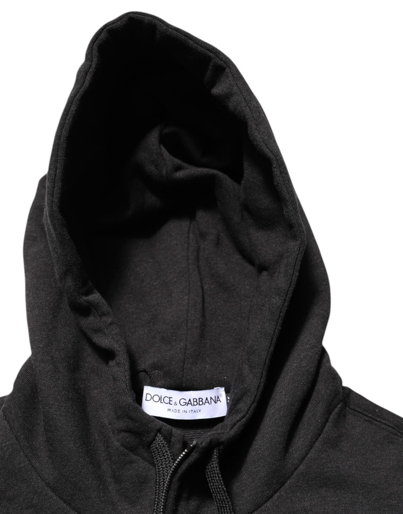Moletom com capuz e zíper integral preto com logotipo Dolce & Gabbana