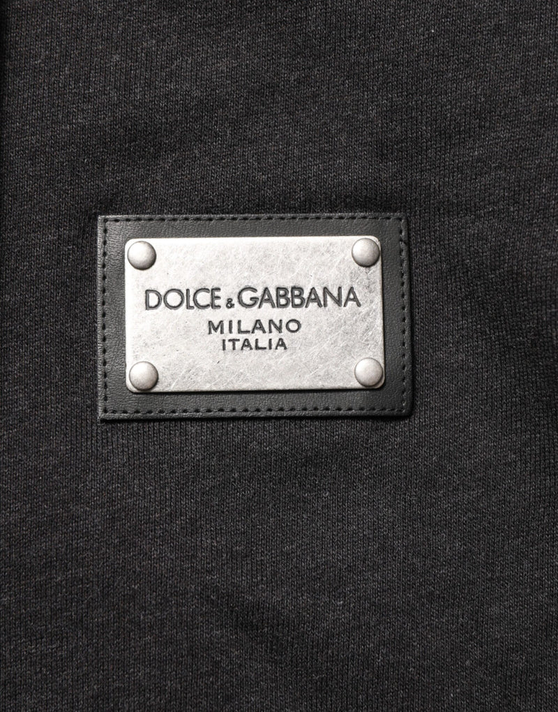 Moletom com capuz e zíper integral preto com logotipo Dolce & Gabbana