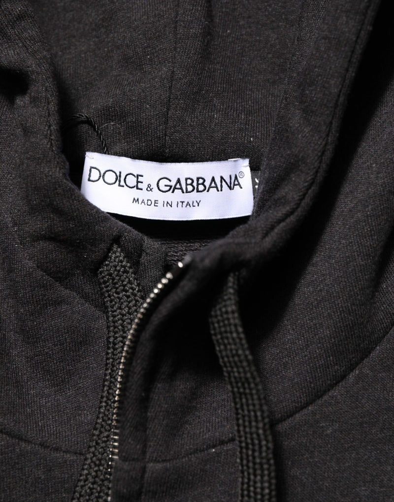 Moletom com capuz e zíper integral preto com logotipo Dolce & Gabbana