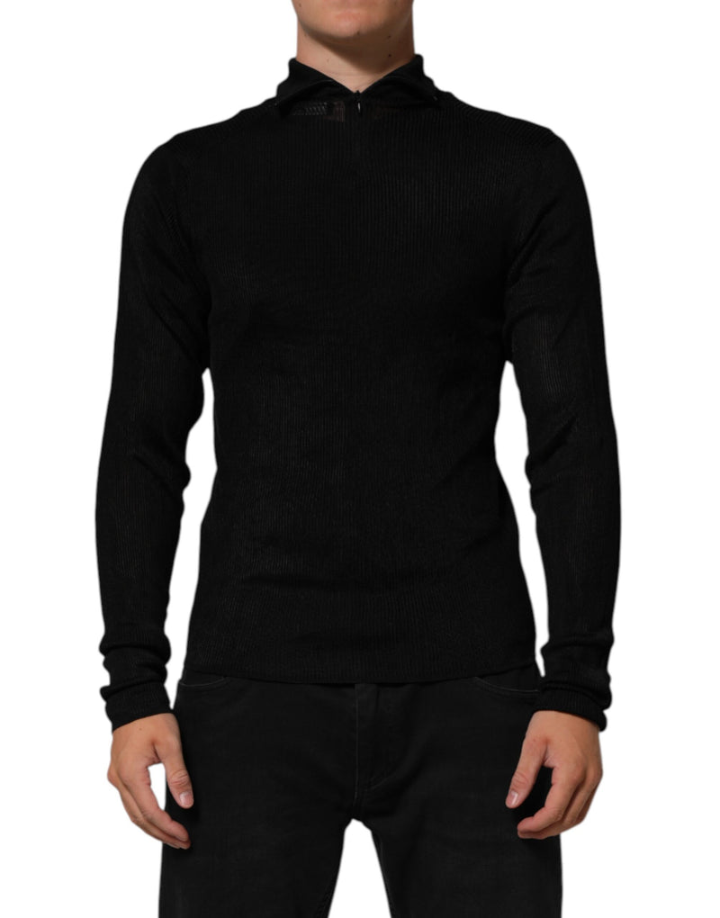 Suéter negro de viscosa con cuello alto Dolce & Gabbana