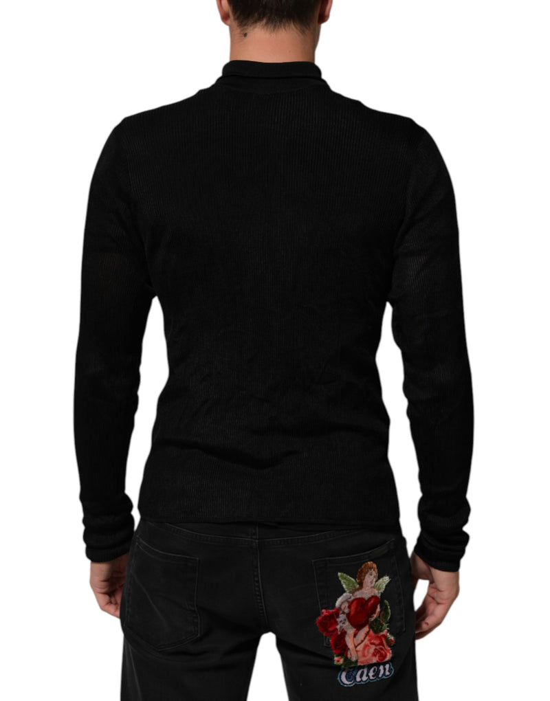 Suéter negro de viscosa con cuello alto Dolce & Gabbana