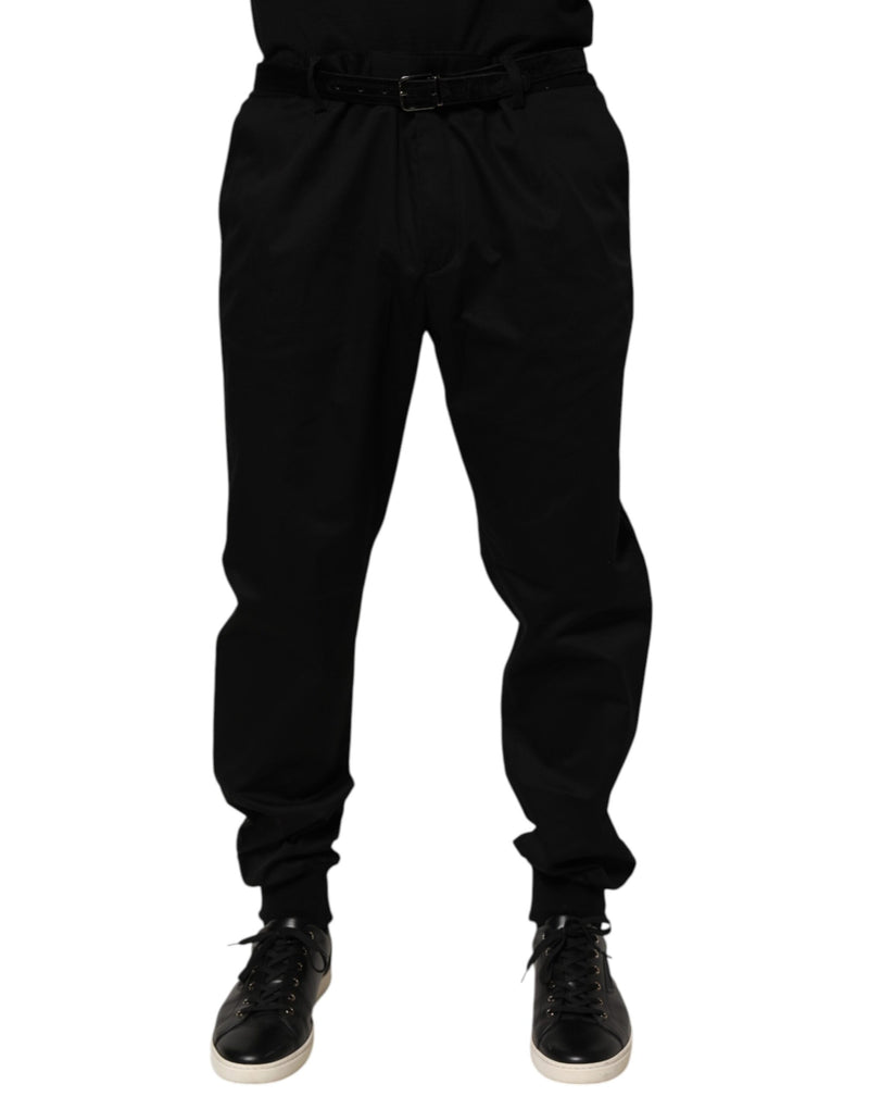 Dolce & Gabbana Black Cotton Stretch Casual Trouser Pants